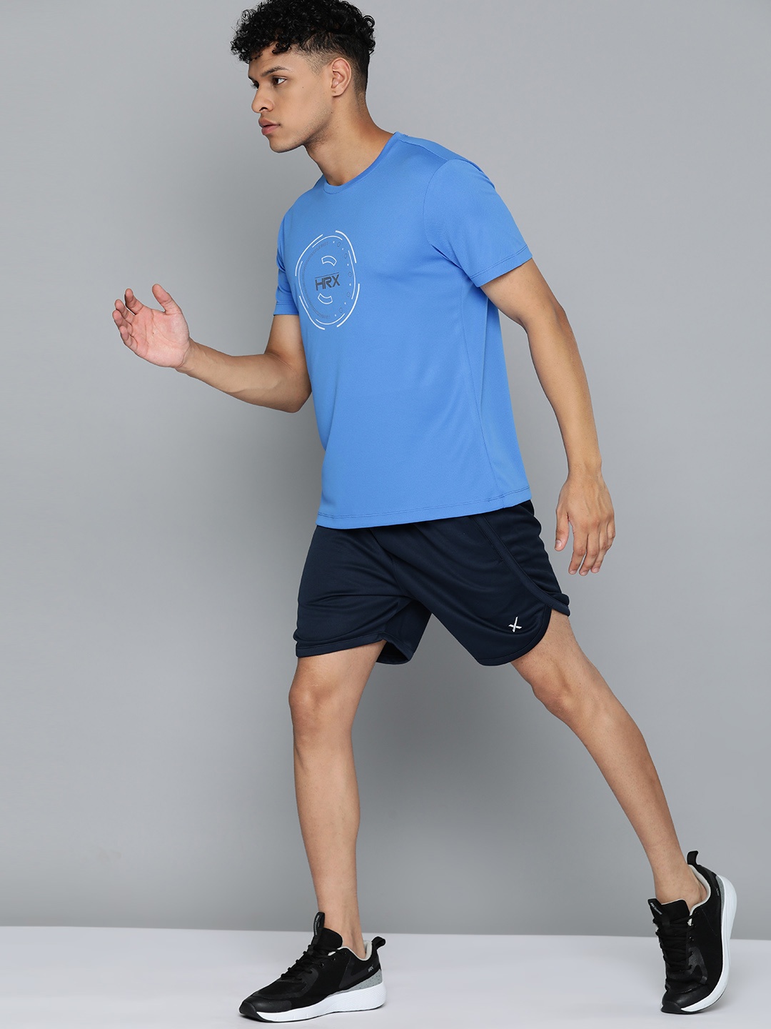 

HRX by Hrithik Roshan Brand Logo Printed Rapid-Dry Running T-shirt, Blue