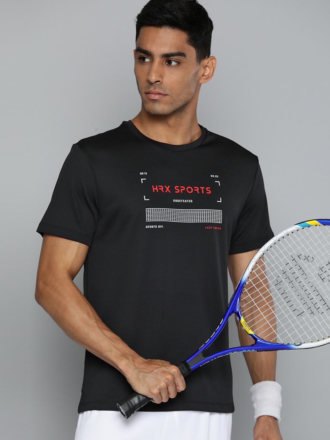 

HRX by Hrithik Roshan Typography Printed Rapid-Dry Badminton T-shirt, Black