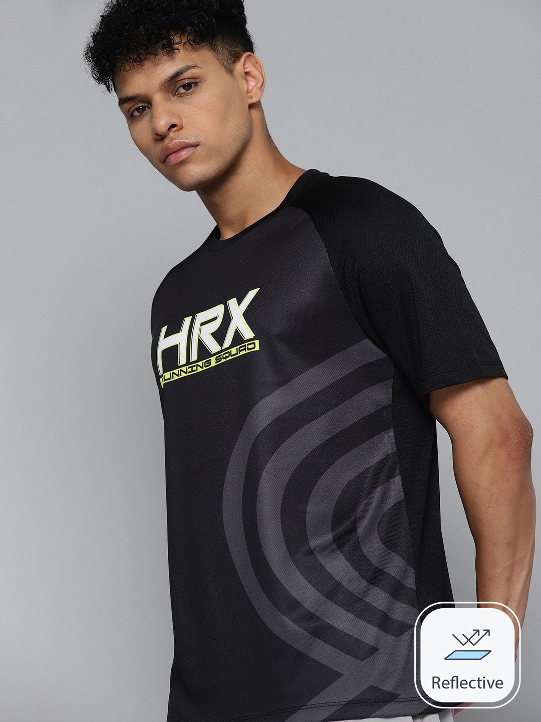 

HRX by Hrithik Roshan Men Rapid-Dry Brand Logo Printed Running T-shirt, Black