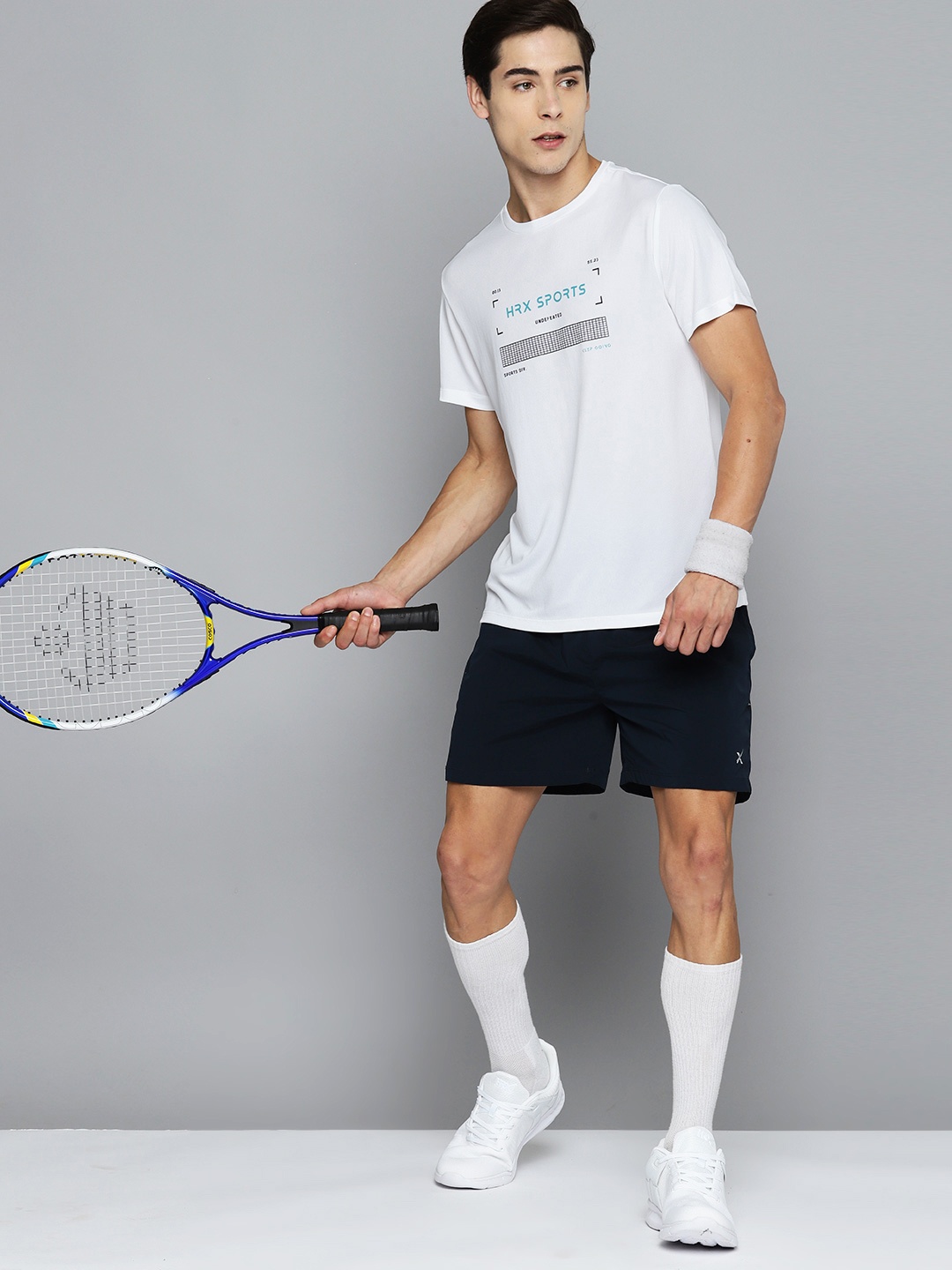 

HRX by Hrithik Roshan Printed Rapid-Dry Racket Sport T-shirt, White