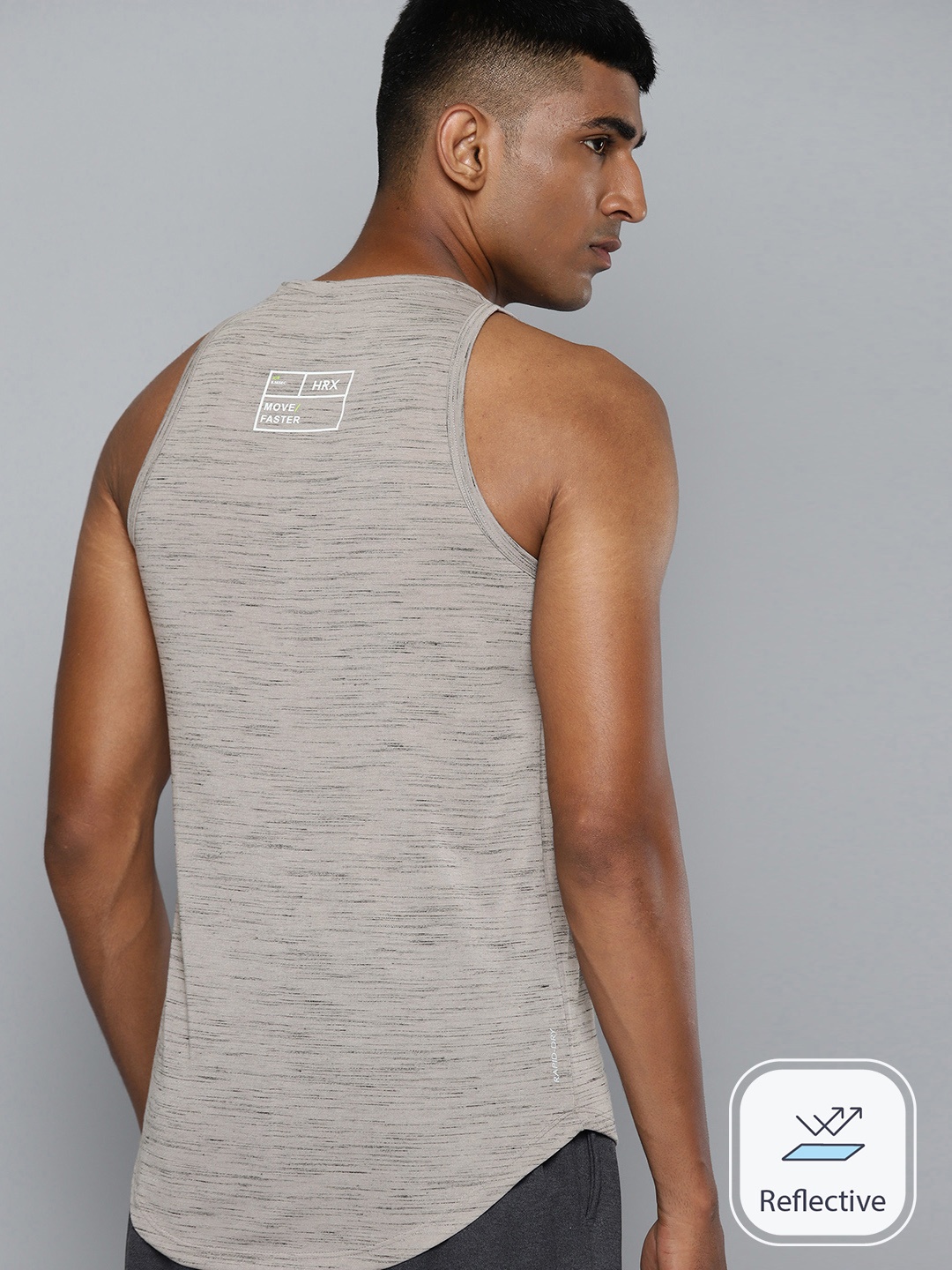 

HRX by Hrithik Roshan Melange Effect Running Rapid-Dry T-shirt, Grey melange