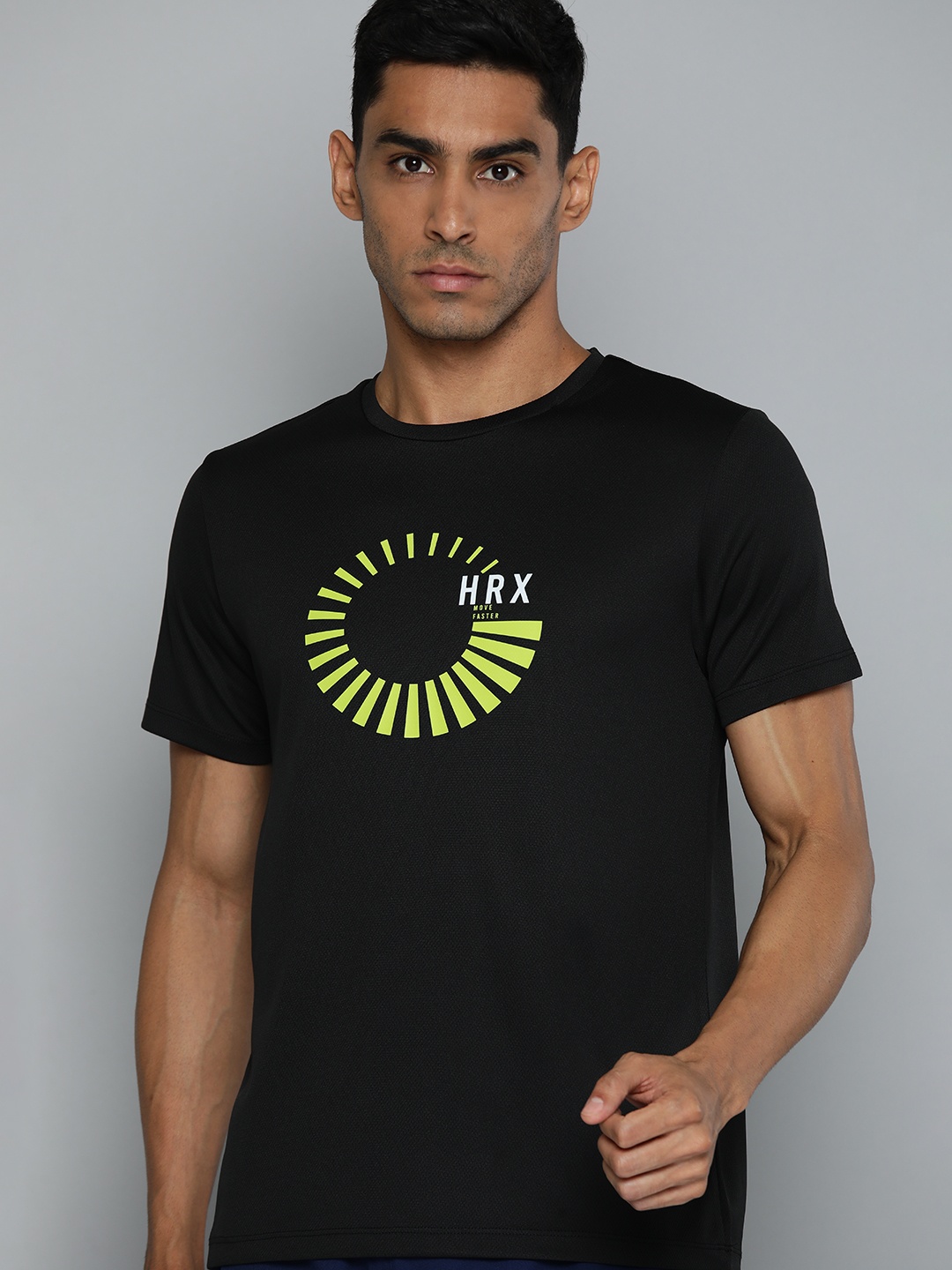 

HRX by Hrithik Roshan Printed Running Rapid-Dry T-shirt, Black