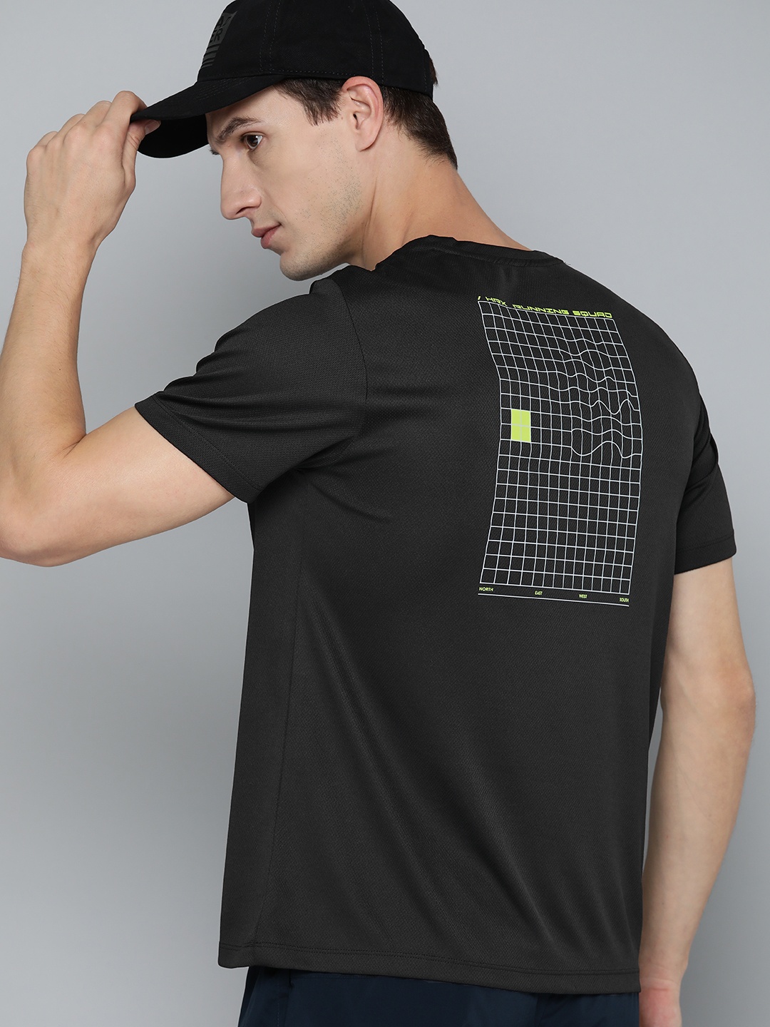 

HRX by Hrithik Roshan Rapid-Dry Back Printed Running T-shirt, Black