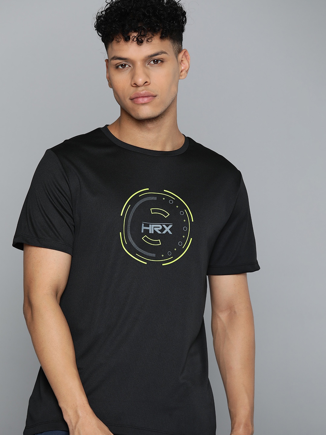 

HRX by Hrithik Roshan Brand Logo Printed Rapid-Dry Running T-shirt, Black