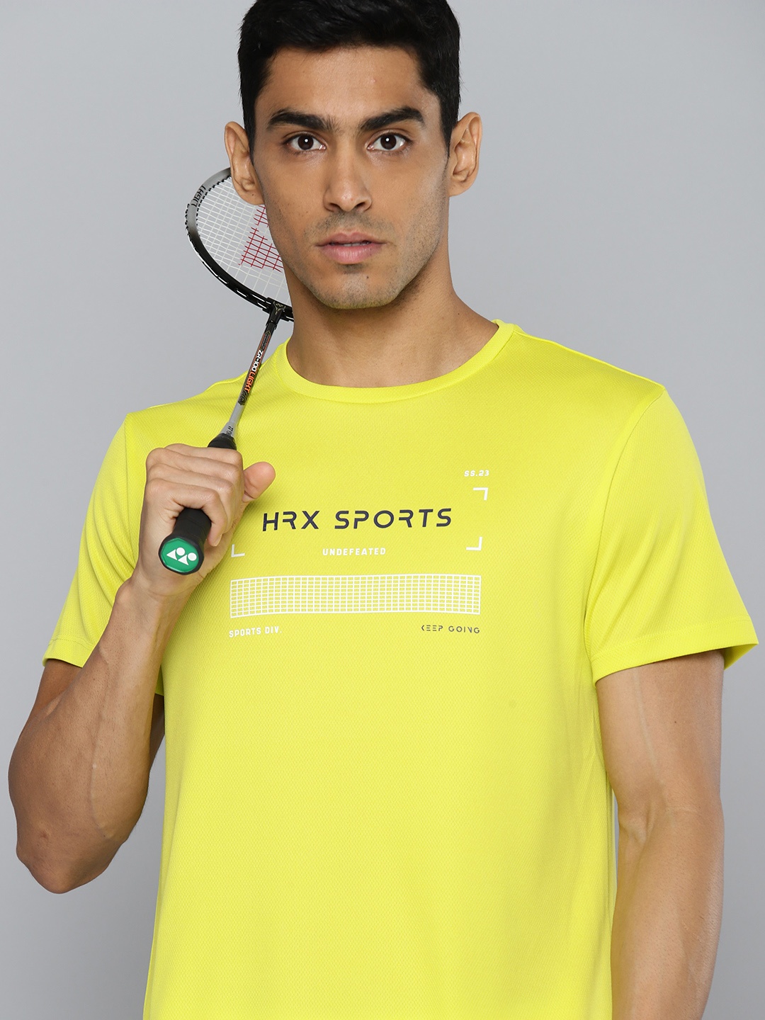 

HRX by Hrithik Roshan Men Badminton Typography Printed T-shirt, Yellow