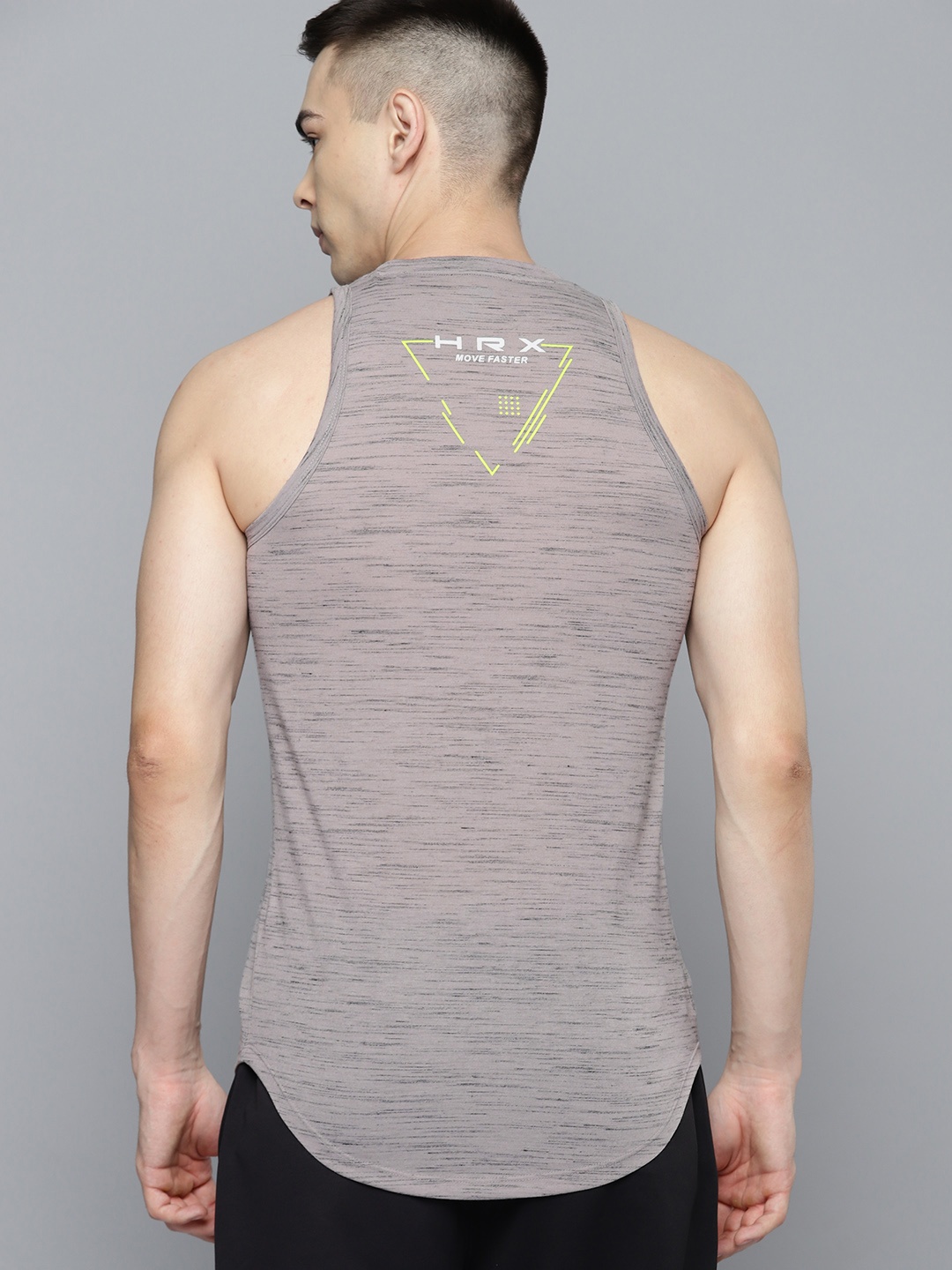 

HRX by Hrithik Roshan Melange Effect Running Tank T-shirt, Grey
