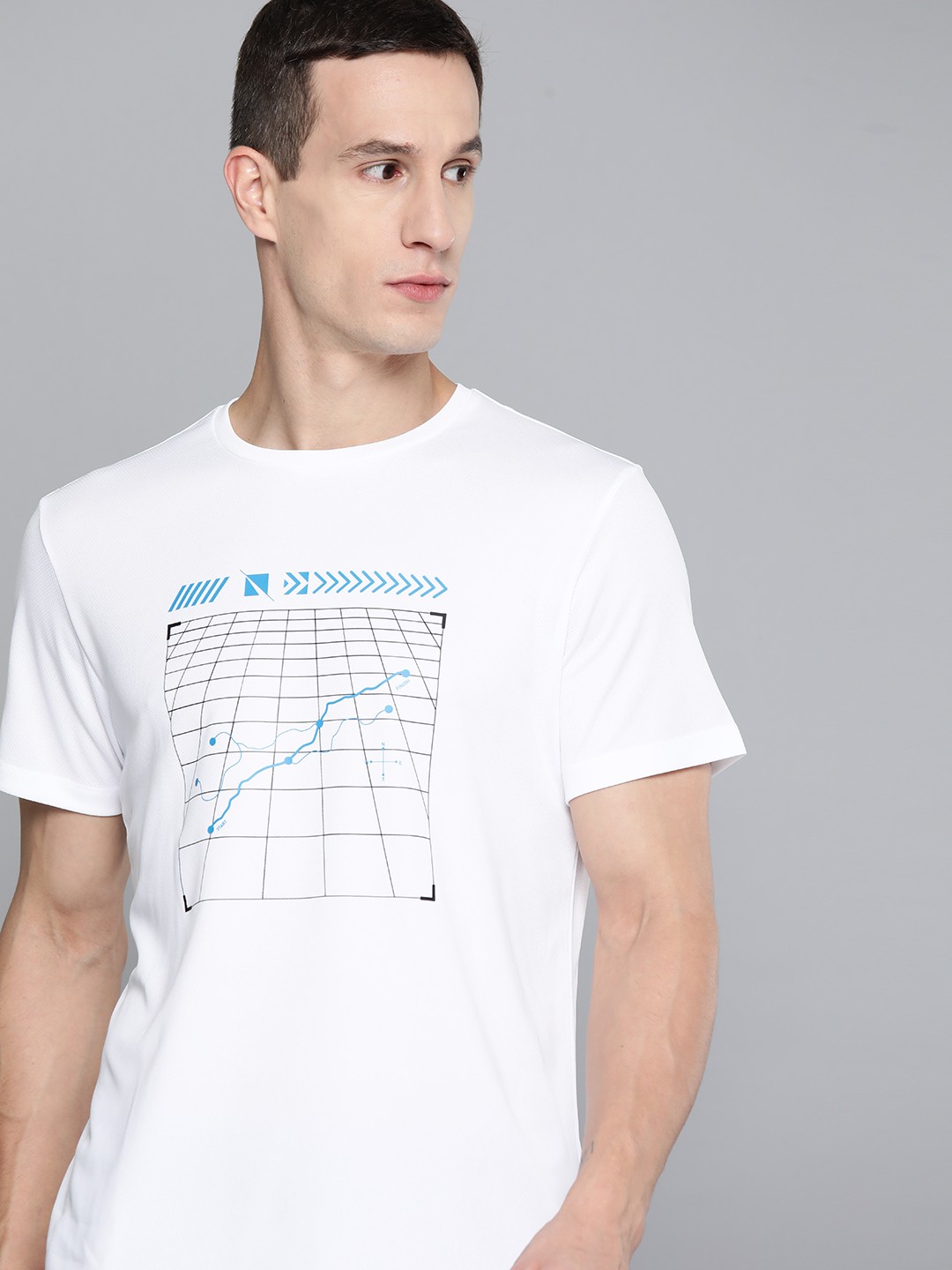 

HRX by Hrithik Roshan Men Printed Running Rapid-Dry T-shirt with Reflective Detail, White