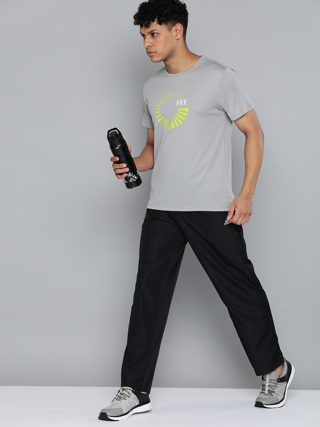 

HRX by Hrithik Roshan Printed Rapid-Dry Running T-shirt with Reflective Detail, Grey