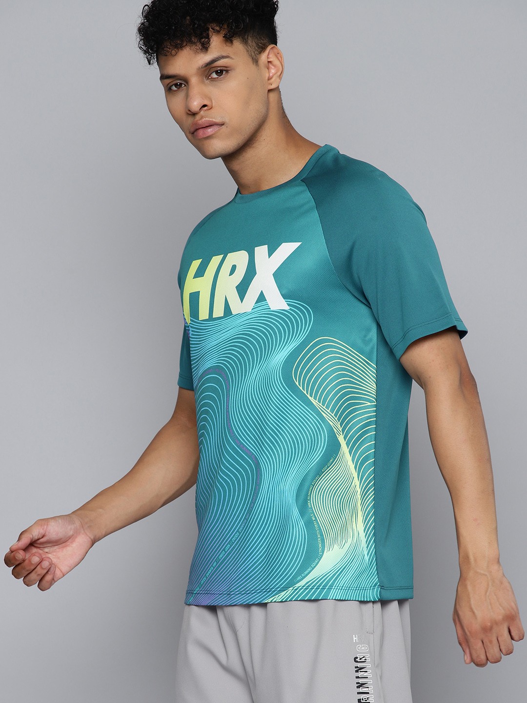

HRX by Hrithik Roshan Men Rapid-Dry Brand Logo Printed Running T-shirt, Teal