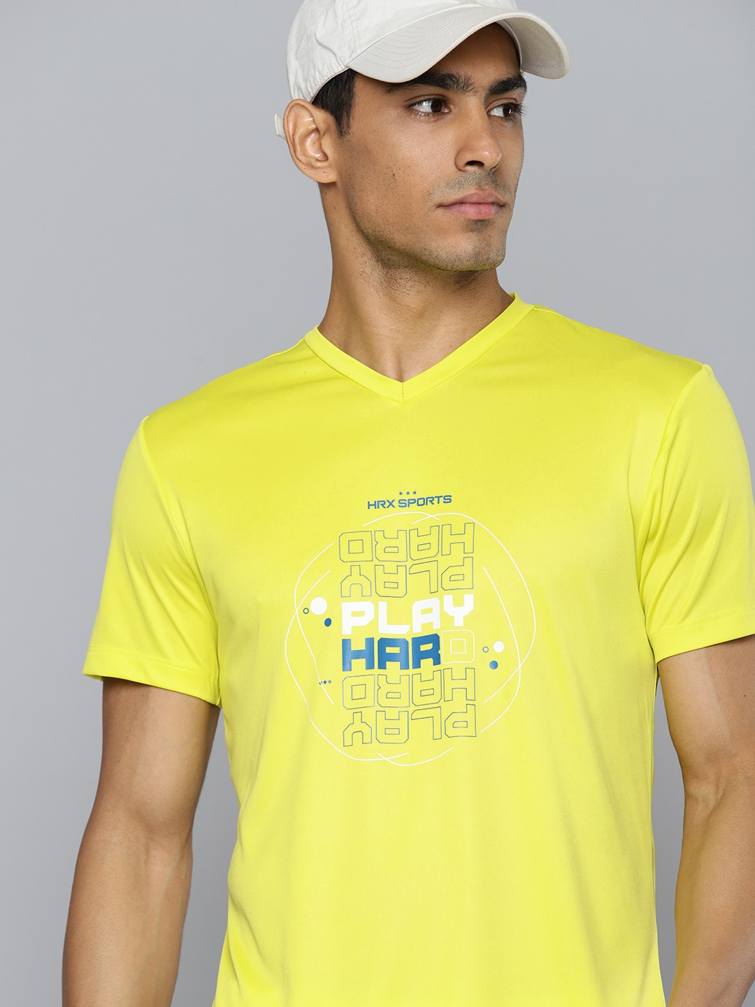 

HRX by Hrithik Roshan Men Badminton Typography Printed T-shirt, Yellow