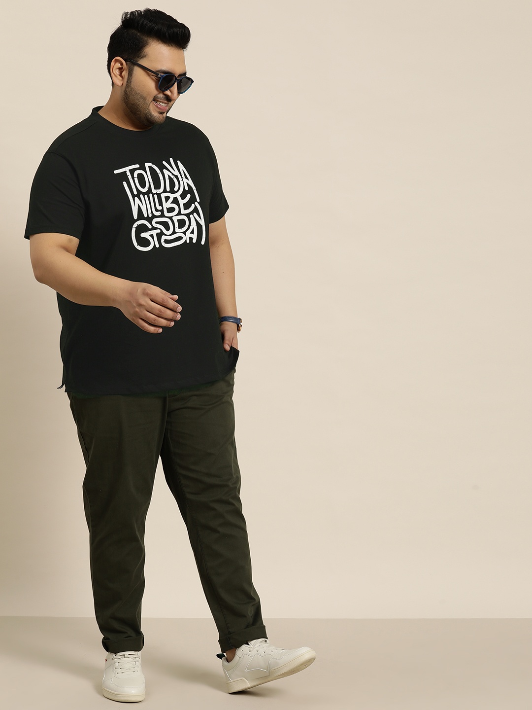 

Sztori Plus Size Typography Printed T-shirt, Black