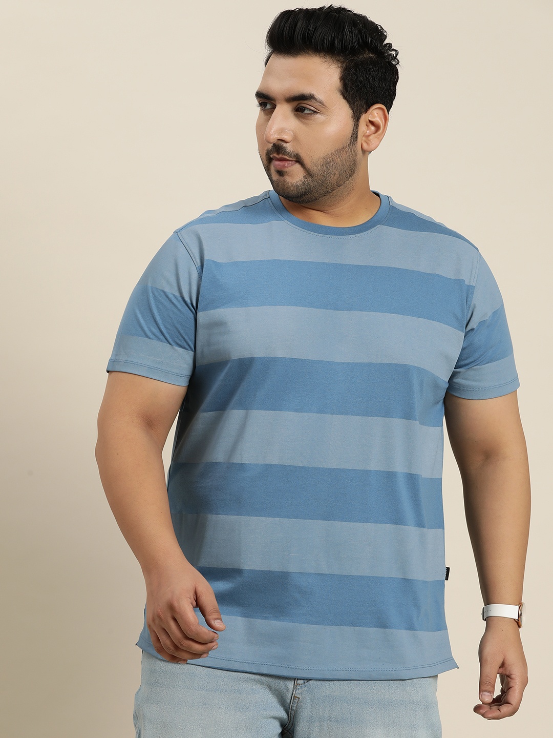 

Sztori Plus Size Striped T-shirt, Blue