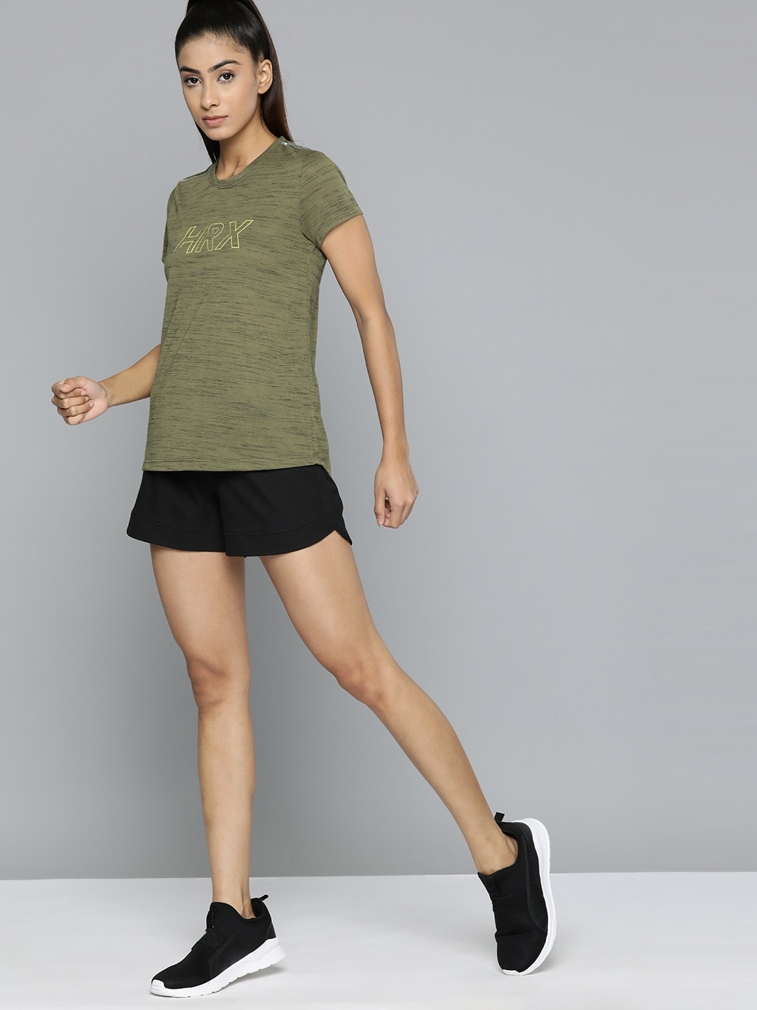 

HRX by Hrithik Roshan Rapid-Dry Printed Running T-shirt, Olive