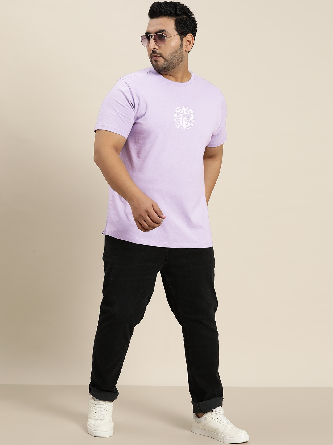 

Sztori Men Plus Size Pure Cotton T-shirt, Lavender
