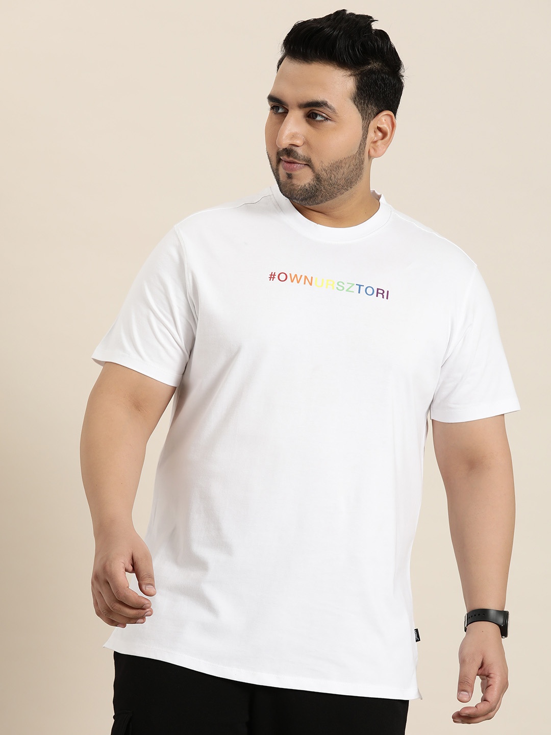 

Sztori Plus Size Brand Logo Printed T-shirt, White