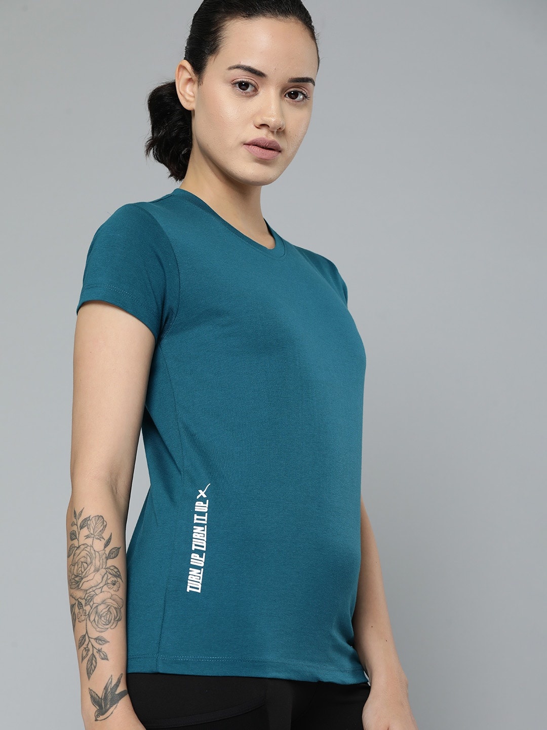 

HRX by Hrithik Roshan Women Solid T-shirt, Teal