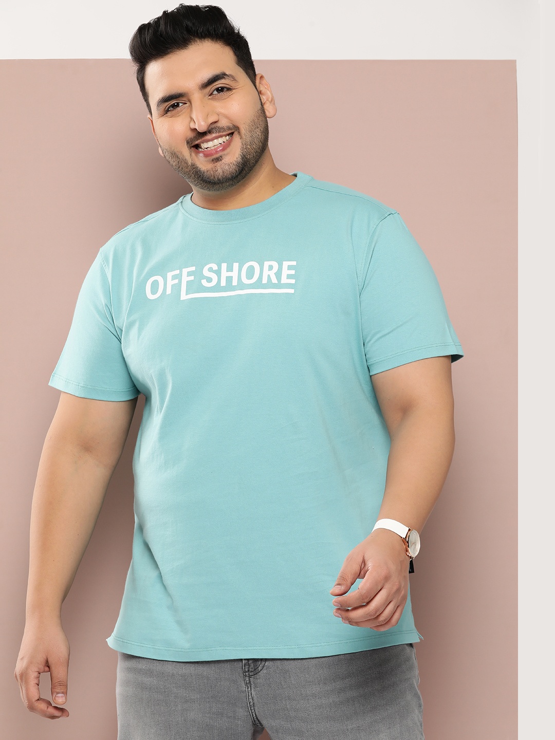 

Sztori Plus Size Typography Printed Pure Cotton T-shirt, Blue