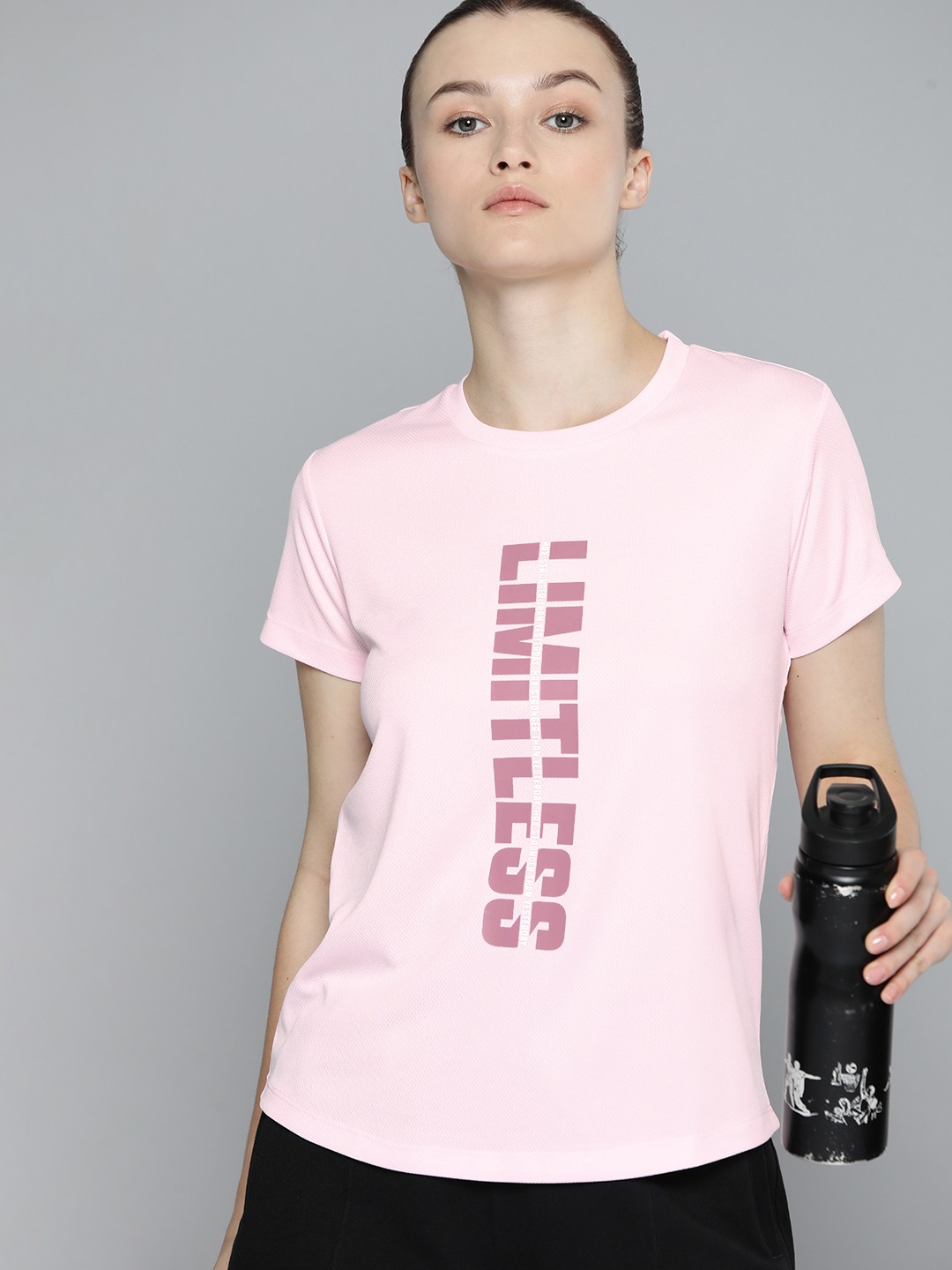 

HRX by Hrithik Roshan Printed Rapid-Dry Training T-shirt, Pink