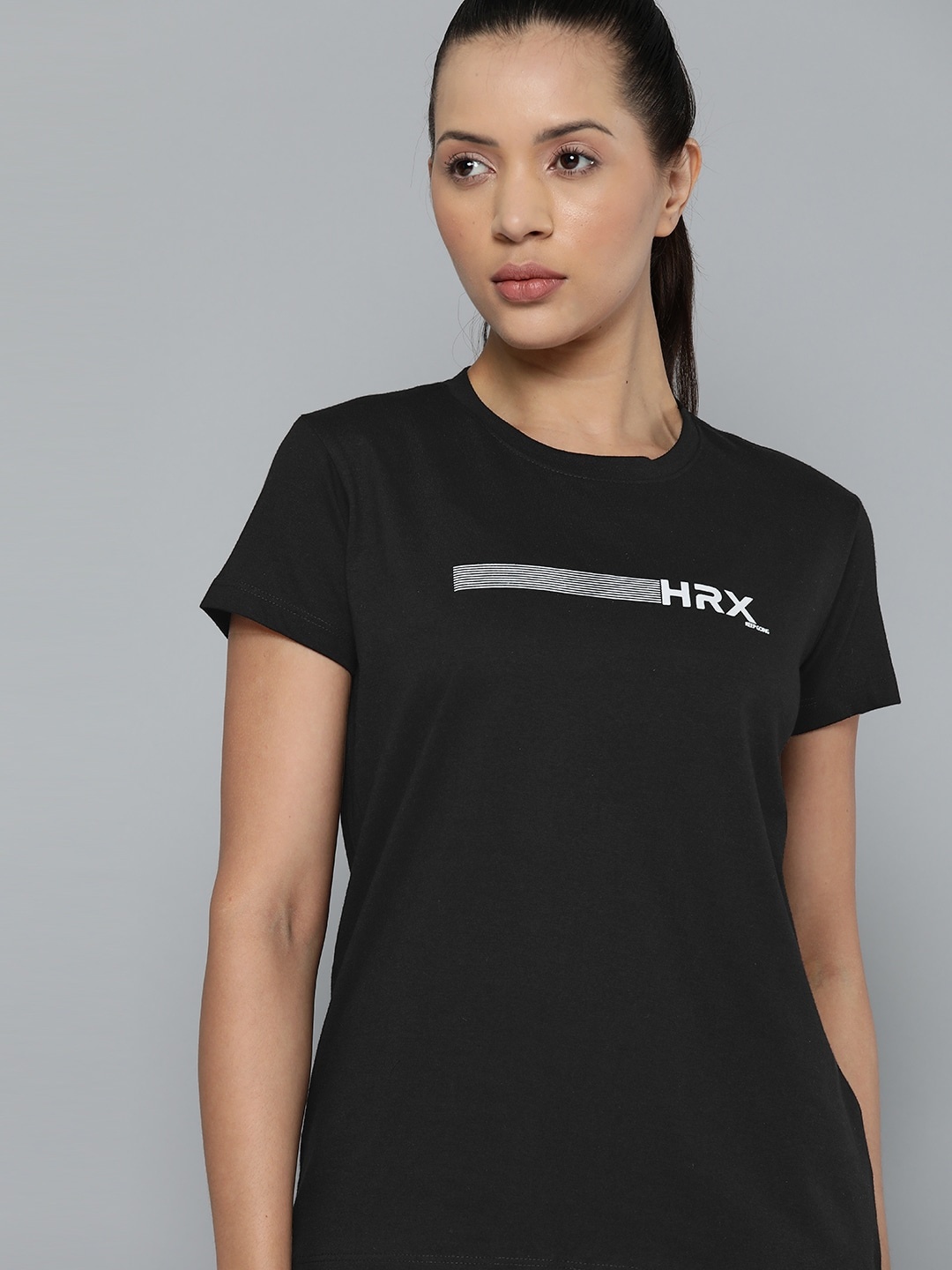 

HRX by Hrithik Roshan Brand Logo Printed T-shirt, Black