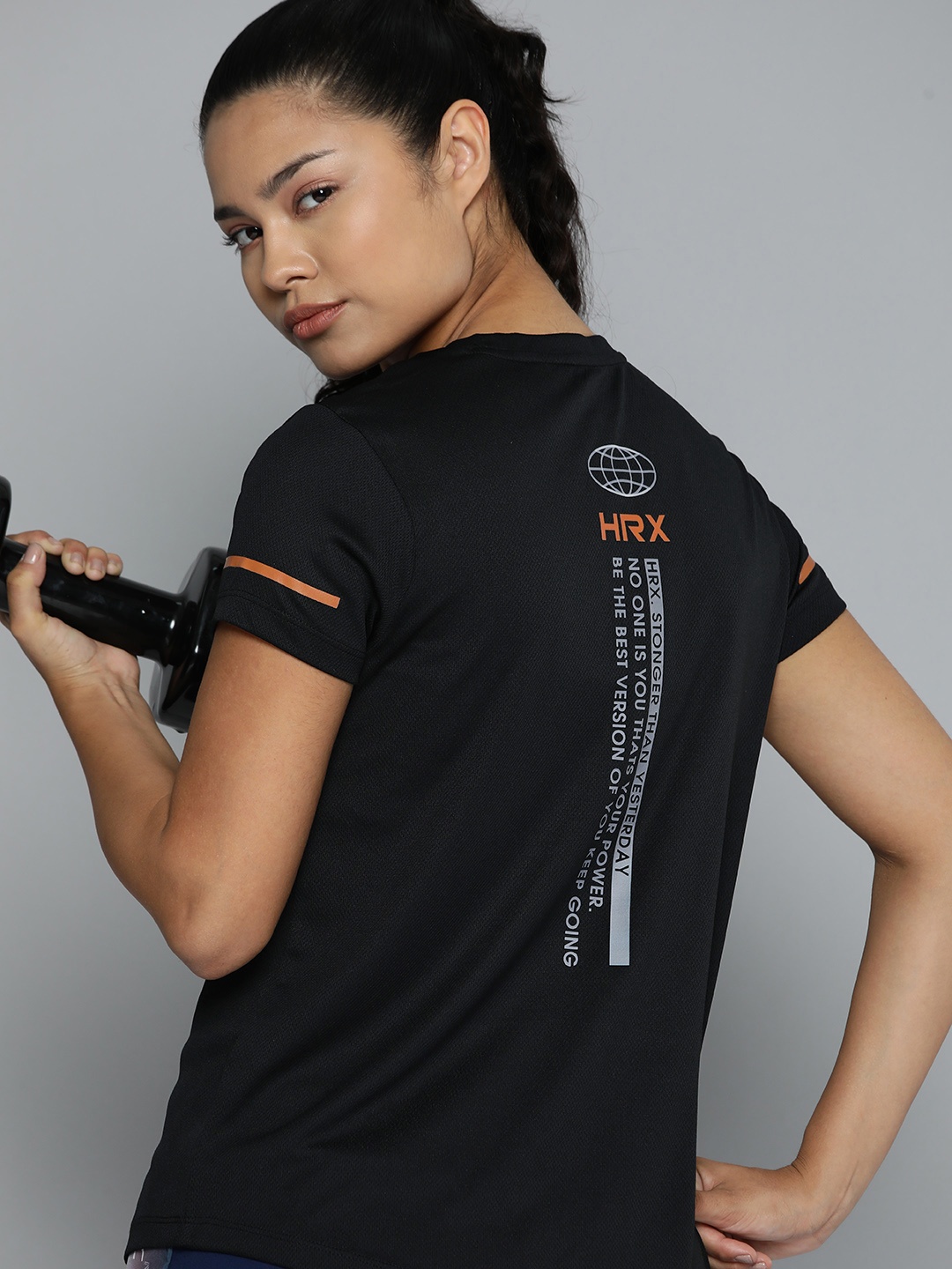 

HRX by Hrithik Roshan Back Print Rapid-Dry Training T-shirt, Black