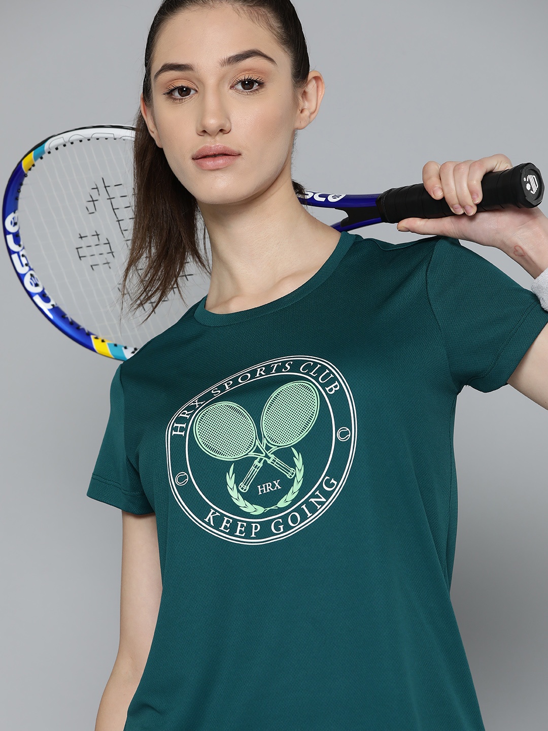 

HRX by Hrithik Roshan Printed Rapid-Dry Sports T-shirt, Green