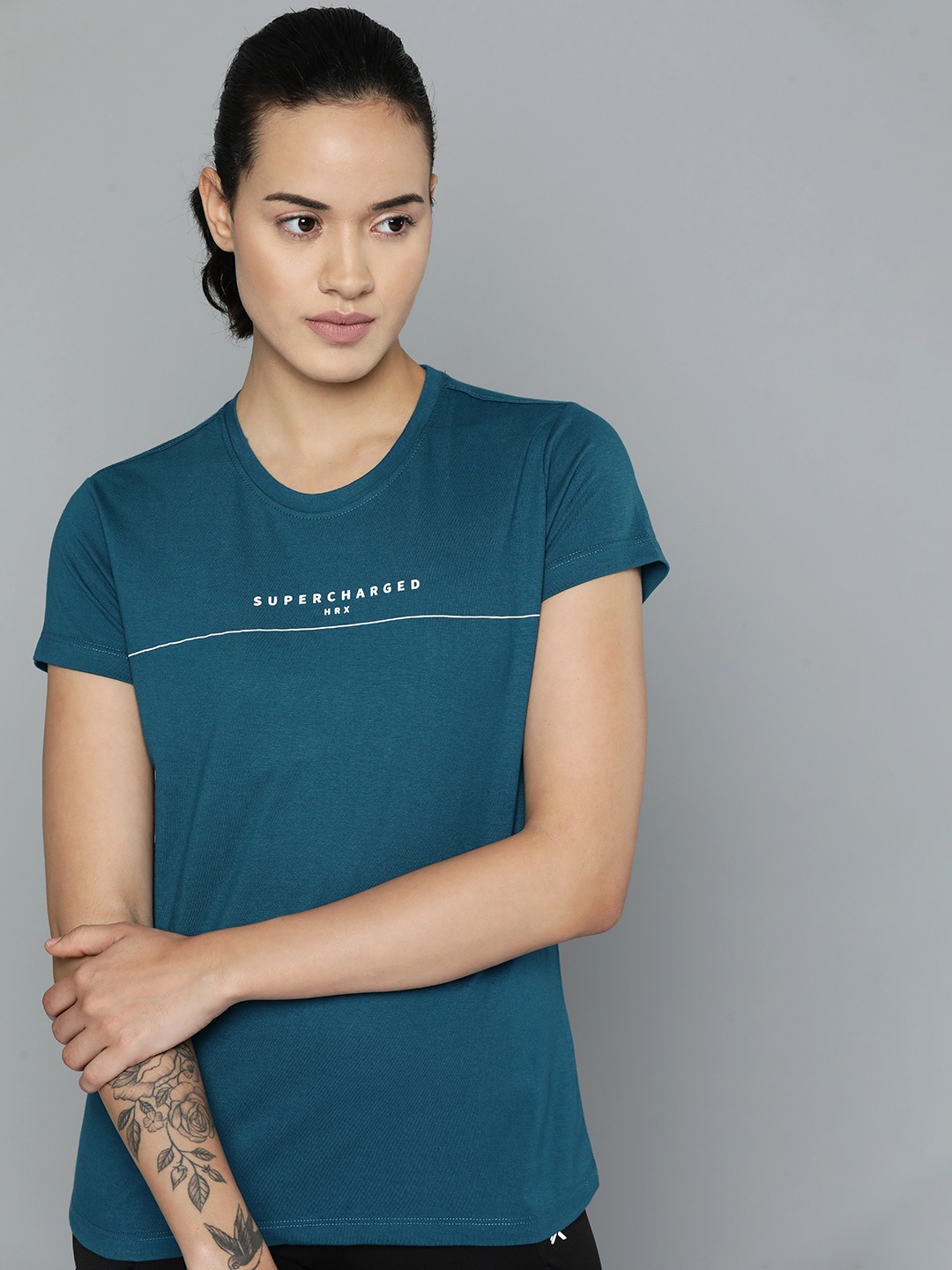 

HRX by Hrithik Roshan Women Typography Printed T-shirt, Teal
