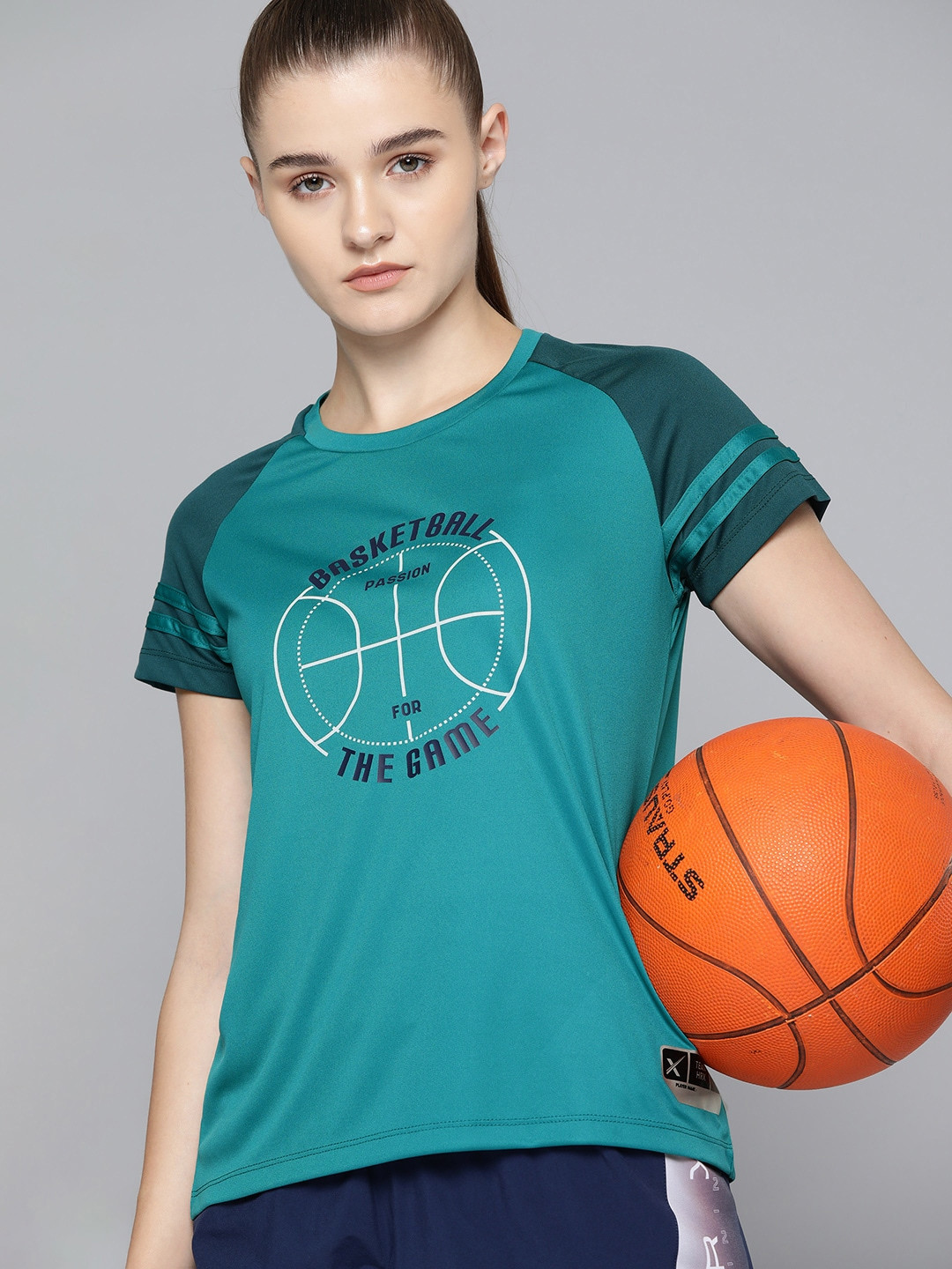 

HRX by Hrithik Roshan Women Rapid-Dry Typography Printed Basketball T-shirt, Green