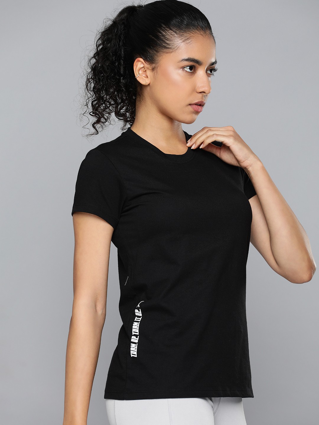 

HRX by Hrithik Roshan Typography Placement Print Knitted Outdoor Sports T-shirt, Black