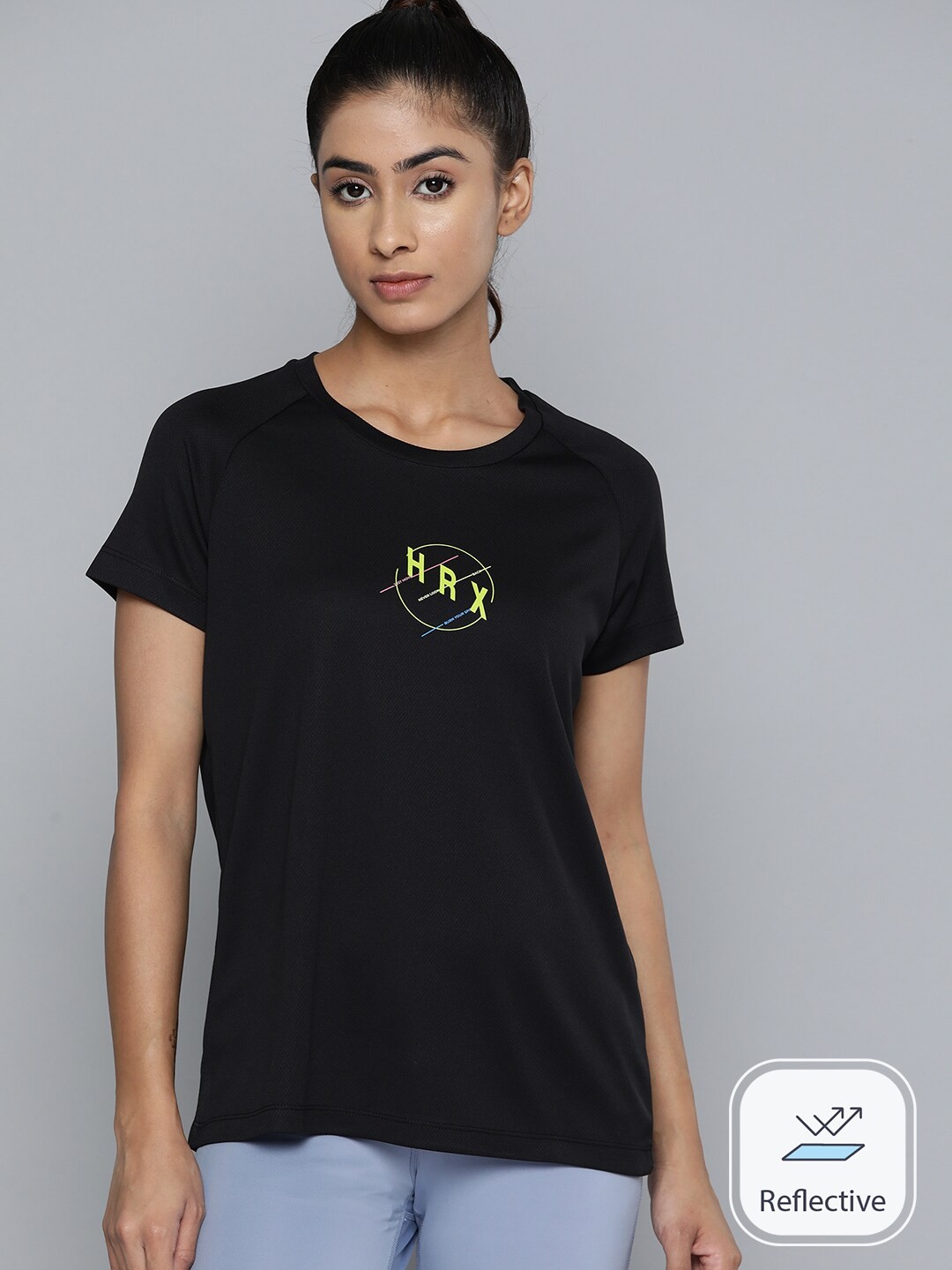 

HRX by Hrithik Roshan Brand Logo Printed Running Rapid-Dry T-shirt, Black