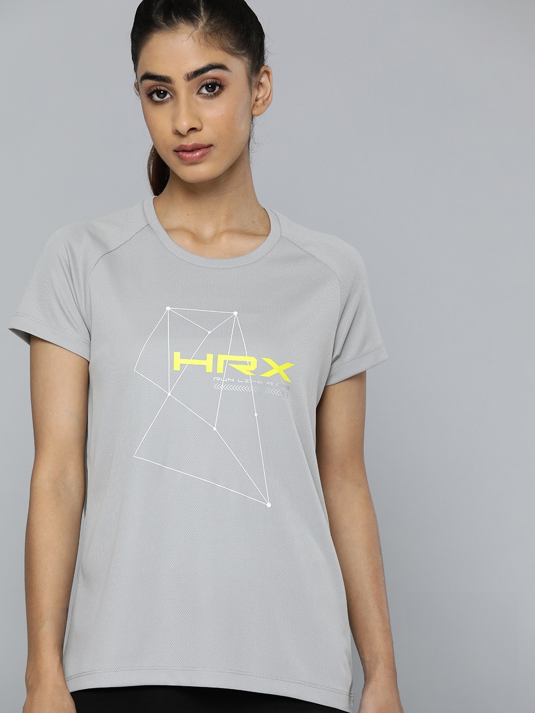 

HRX by Hrithik Roshan Brand Logo Rapid-Dry Running T-shirt, Grey