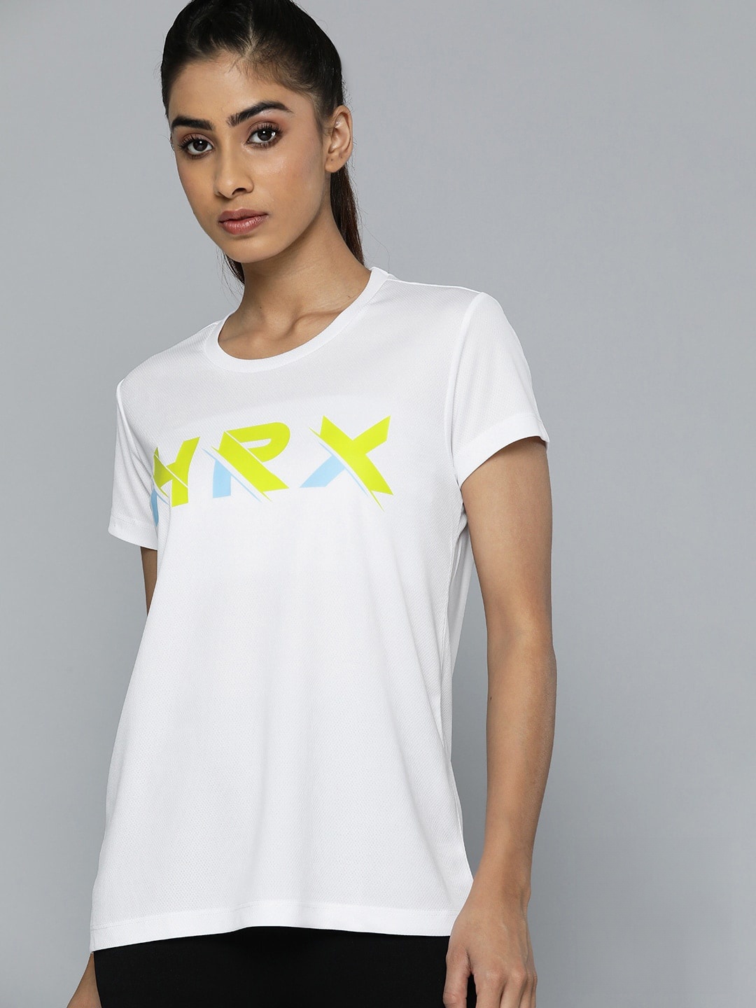 HRX by Hrithik Roshan Brand Logo Rapid-Dry Running T-shirt, White