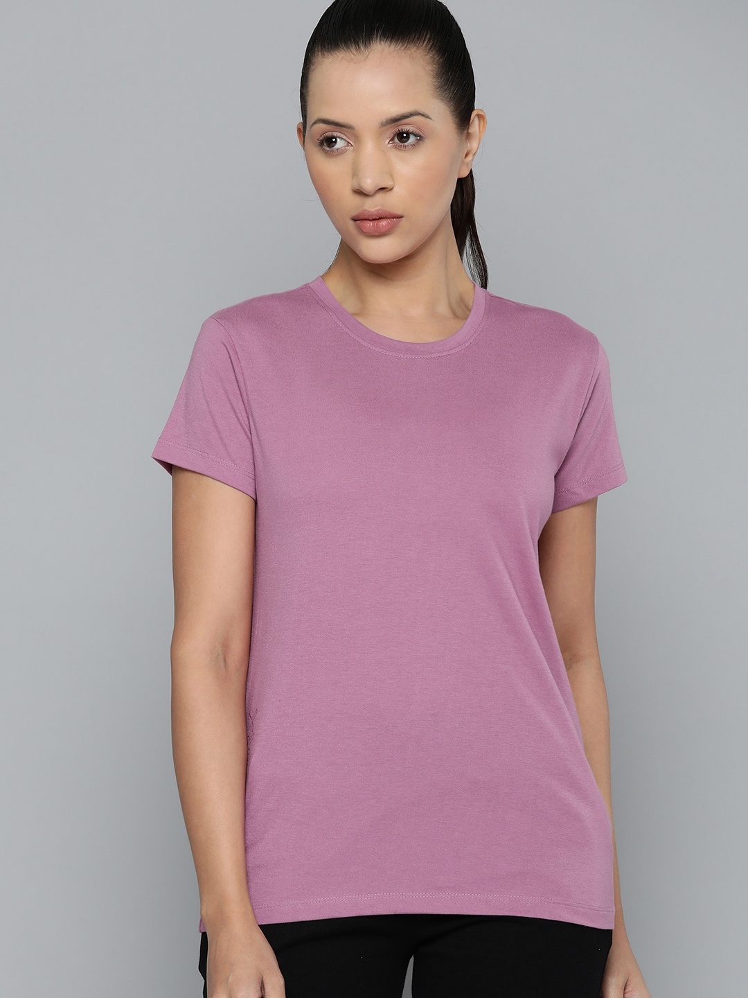 

HRX by Hrithik Roshan Solid Lifestyle T-shirt, Mauve