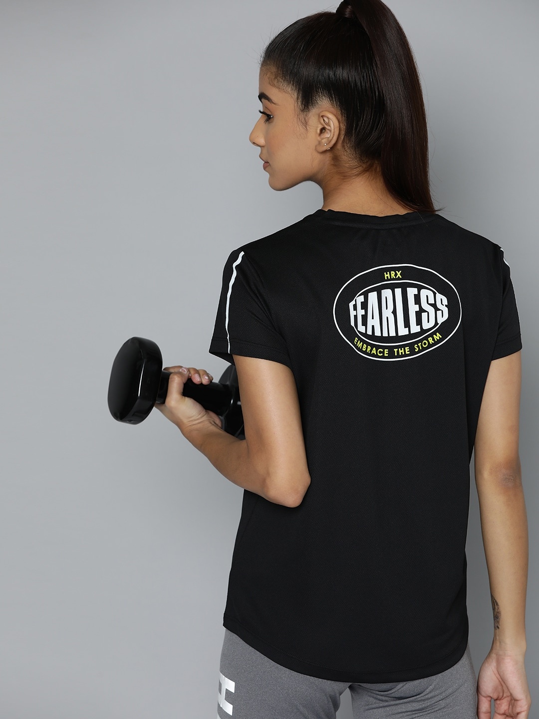 

HRX by Hrithik Roshan Typography Printed Rapid-Dry Training T-shirt, Black