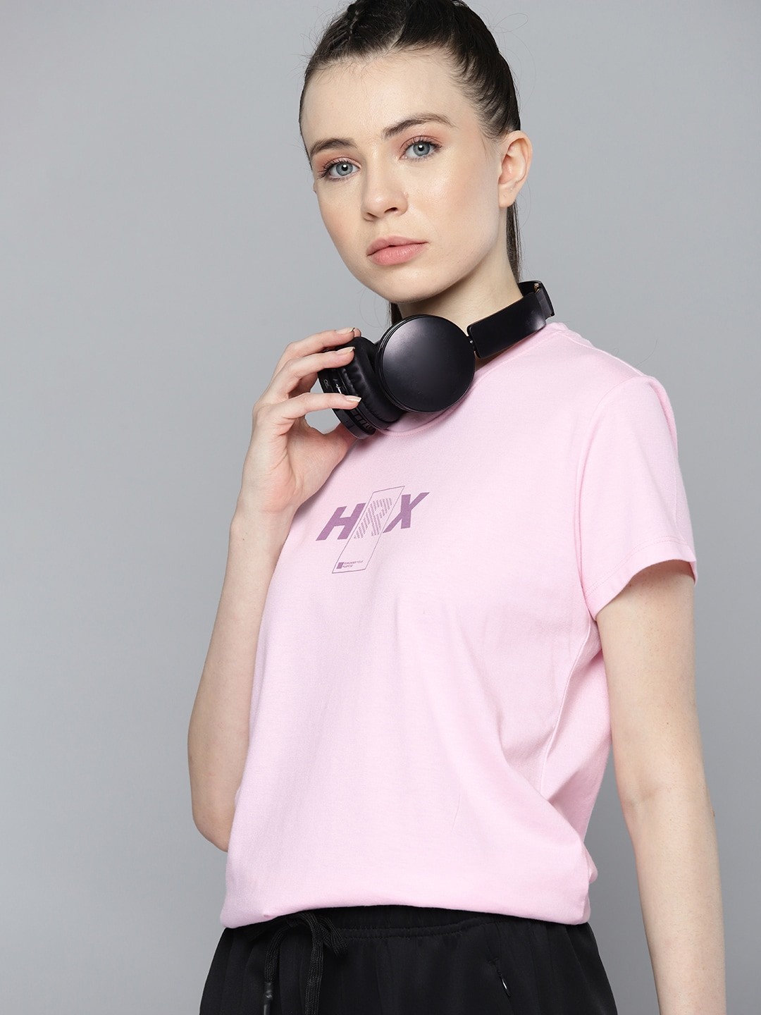 

HRX by Hrithik Roshan Brand Logo Printed T-shirt, Pink