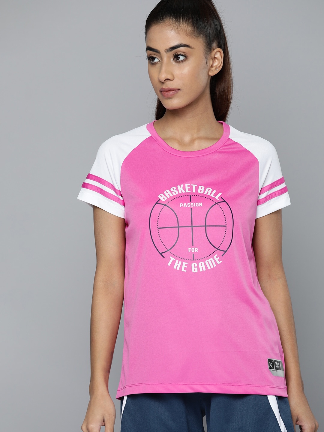 

HRX by Hrithik Roshan Women Rapid-Dry Typography Printed Basketball T-shirt, Pink
