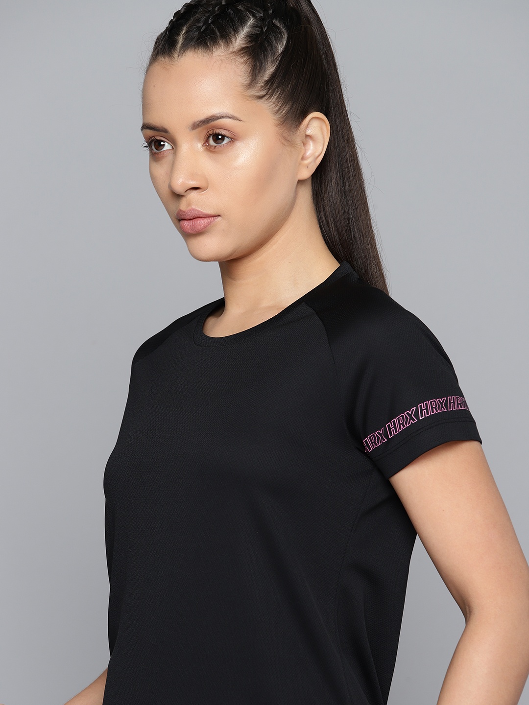 

HRX by Hrithik Roshan Rapid- Dry Antimicrobial Running T-shirt, Black