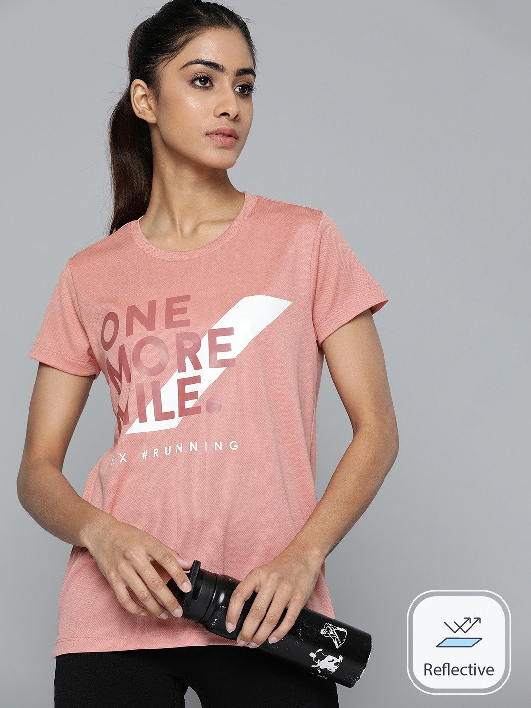 

HRX by Hrithik Roshan Rapid-Dry Running T-shirt, Rose
