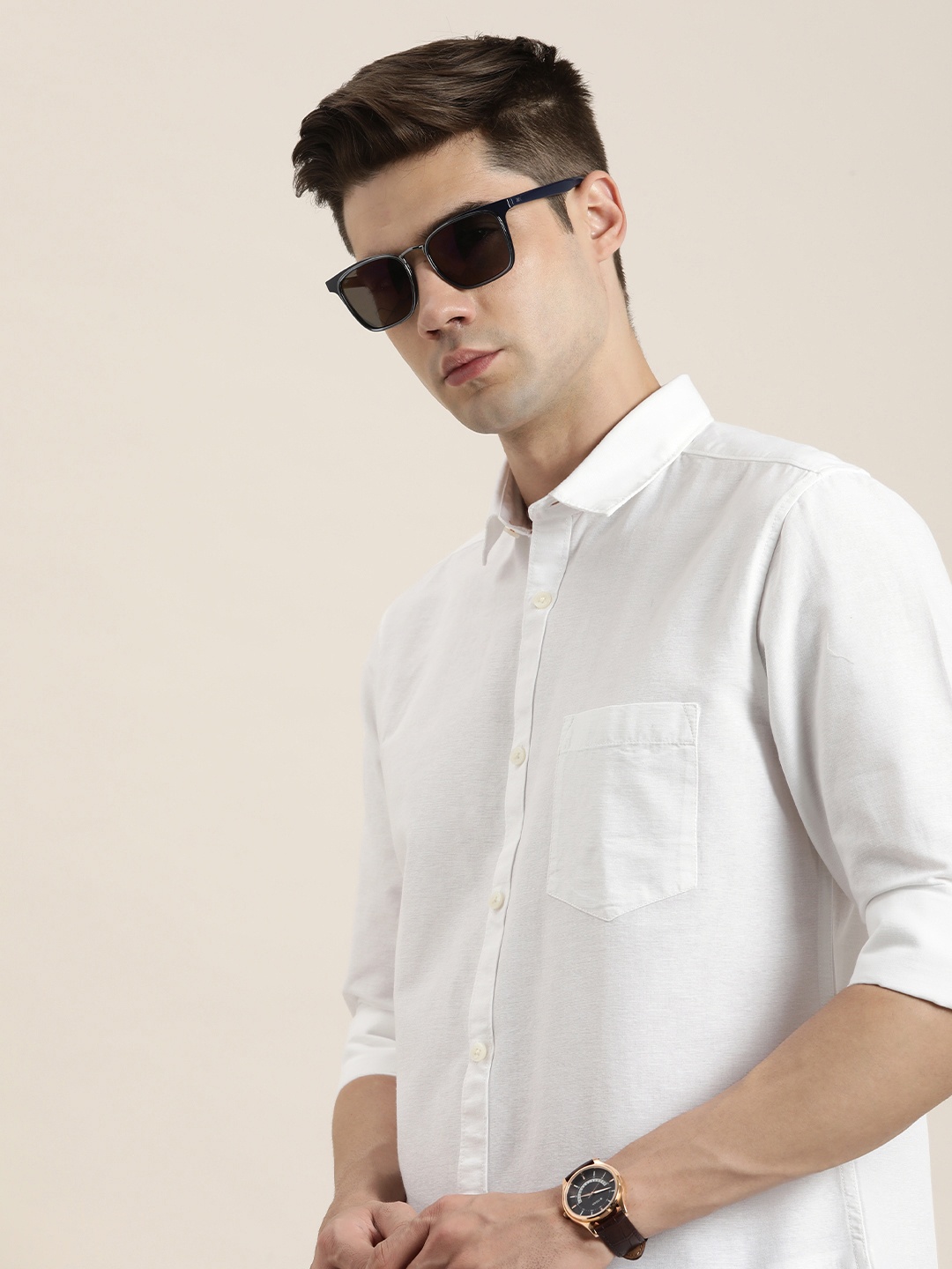 

INVICTUS Pure Cotton Slim Fit Casual Shirt, White