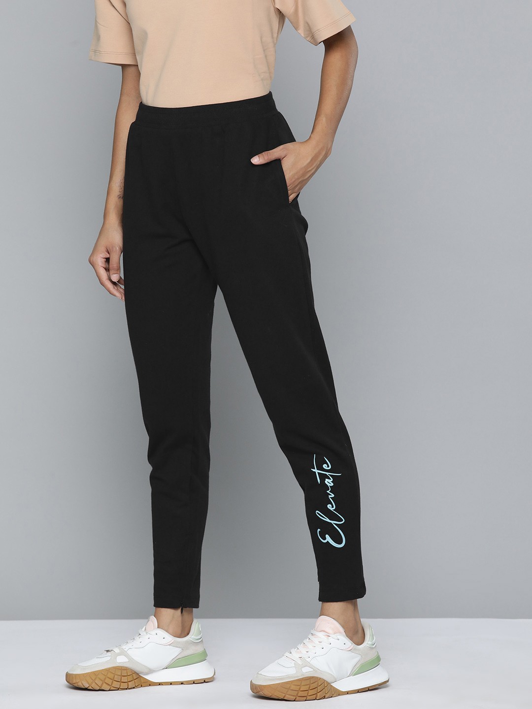 

HRX by Hrithik Roshan Women Straight Fit Pure Cotton Track Pants, Black