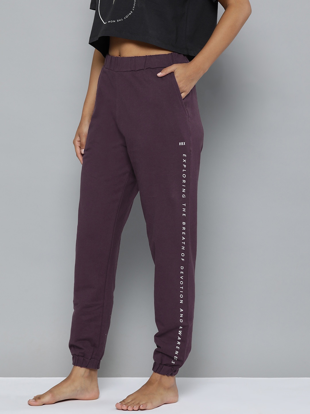 

HRX by Hrithik Roshan Women Anti Fit Yoga Cotton Joggers, Burgundy