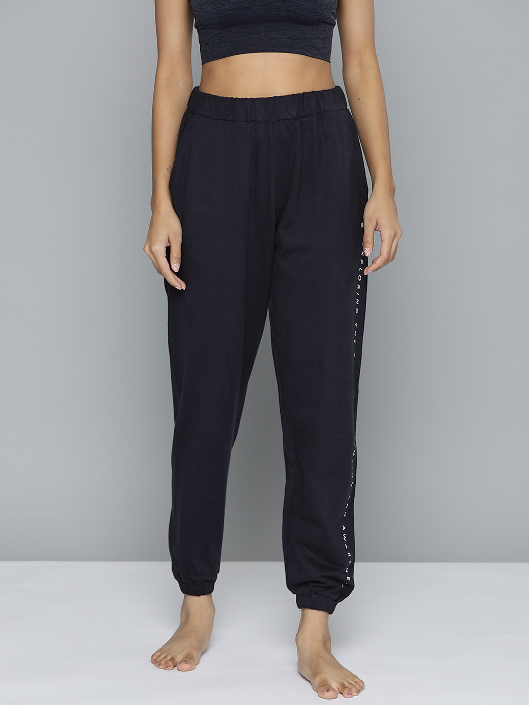 

HRX by Hrithik Roshan Women Cotton Yoga Joggers, Navy blue