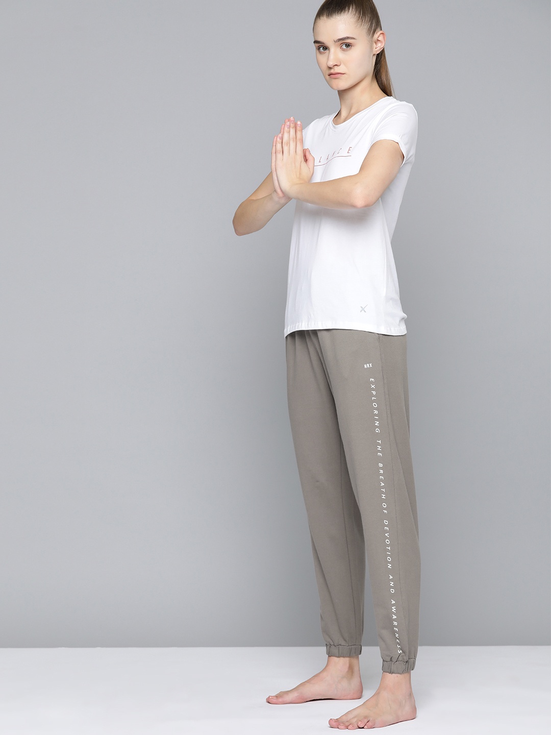 

HRX by Hrithik Roshan Women Pure Cotton Yoga Joggers, Taupe