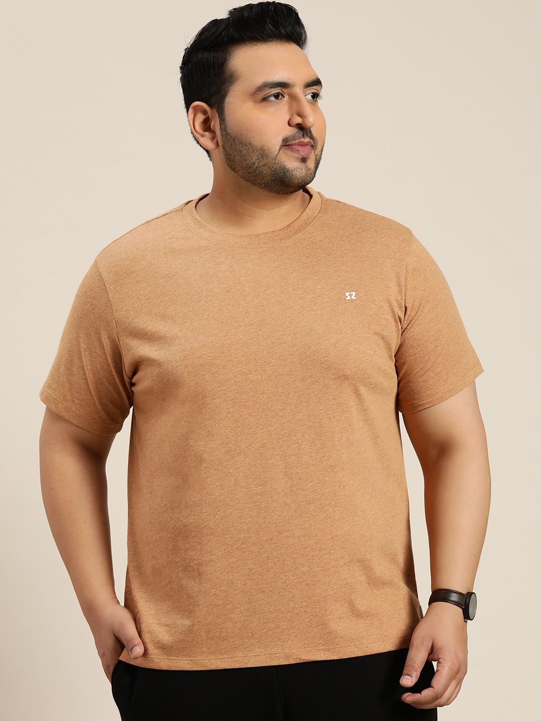 

Sztori Plus Size Round Neck T-shirt, Khaki