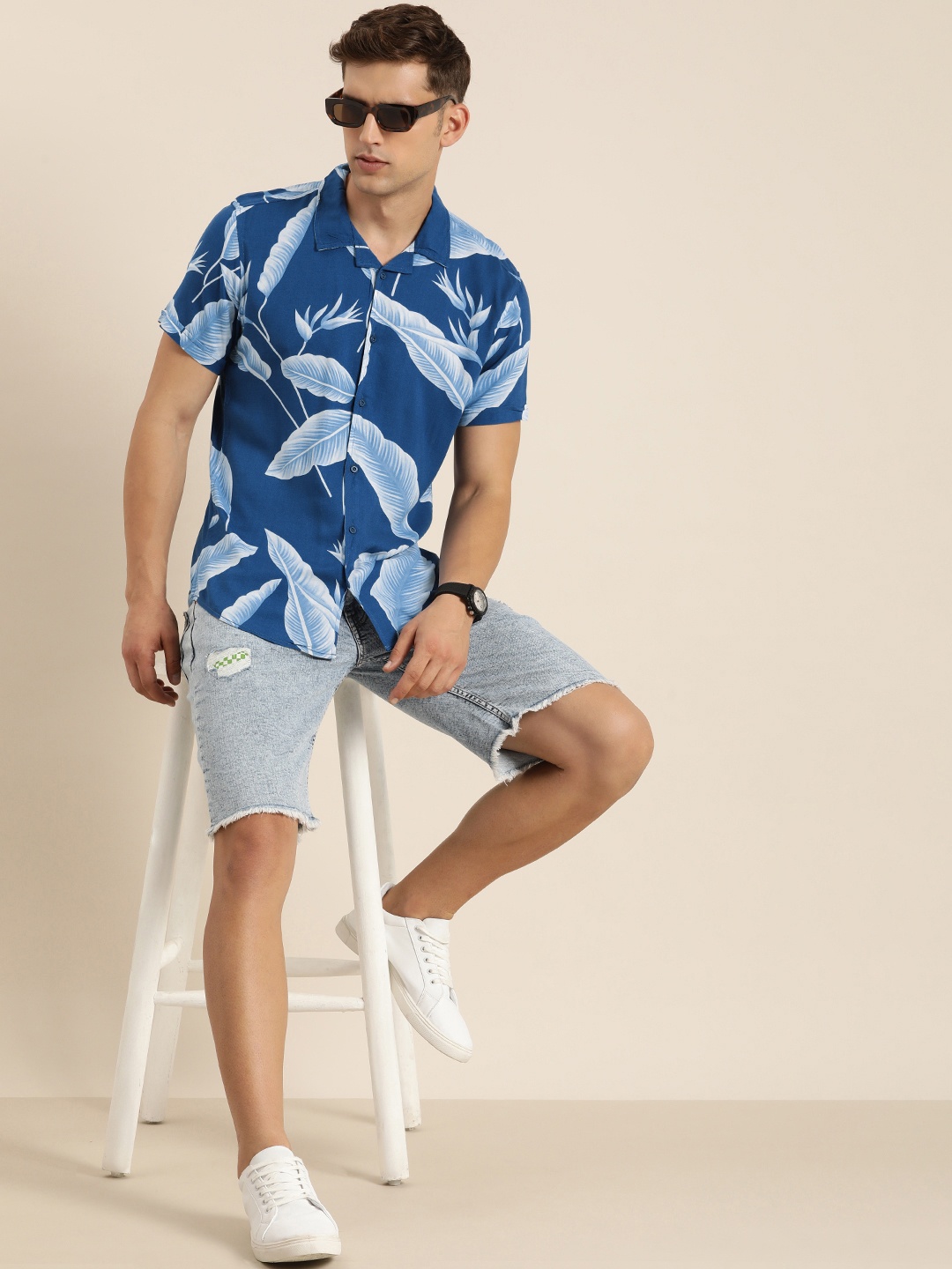 

Moda Rapido Slim Fit Tropical Printed Casual Shirt, Blue