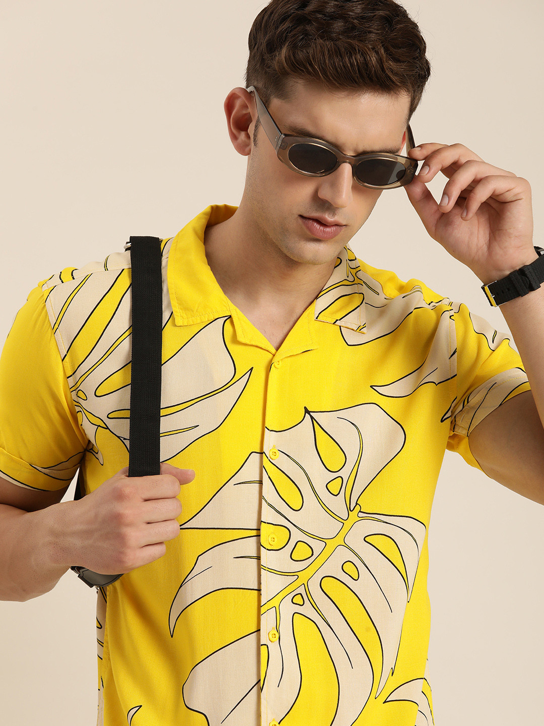 

Moda Rapido Slim Fit Tropical Printed Casual Shirt, Yellow