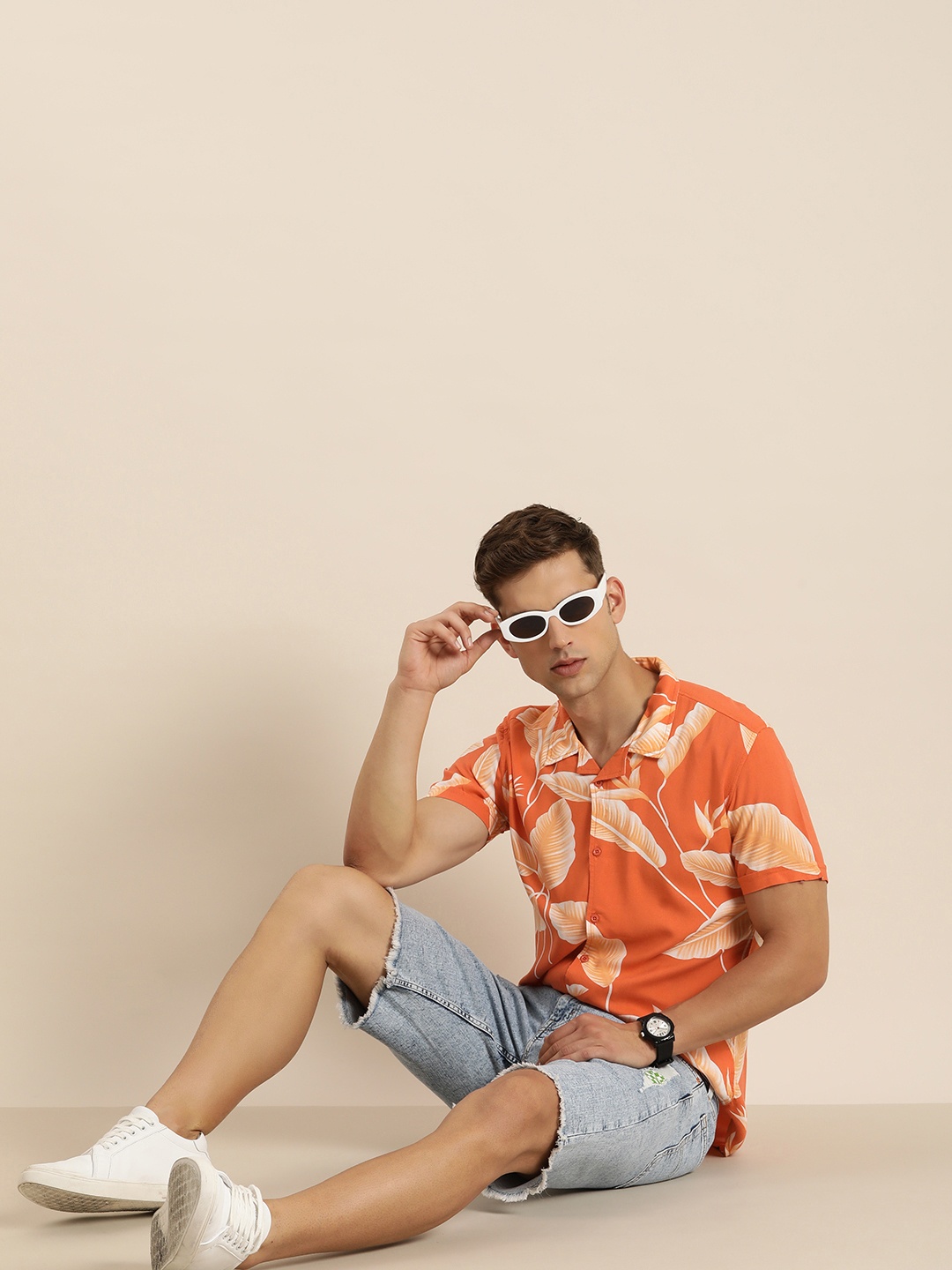

Moda Rapido Slim Fit Tropical Printed Casual Shirt, Orange