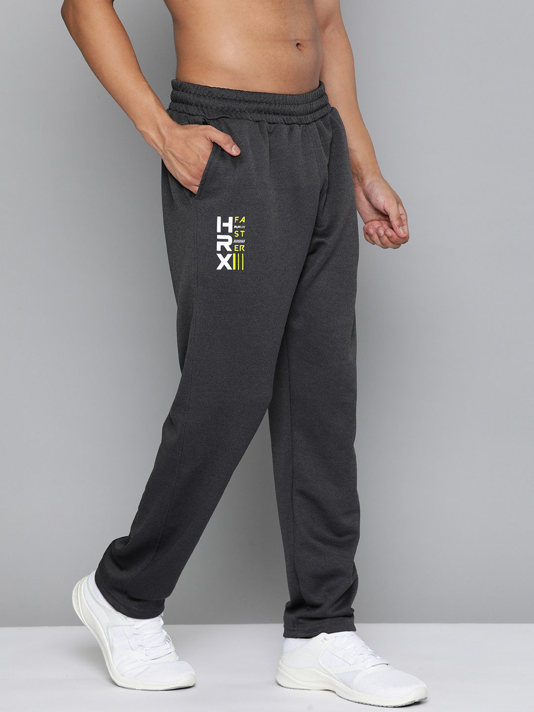 

HRX By Hrithik Roshan Men Slim Fit Rapid-Dry Running Track Pants, Charcoal