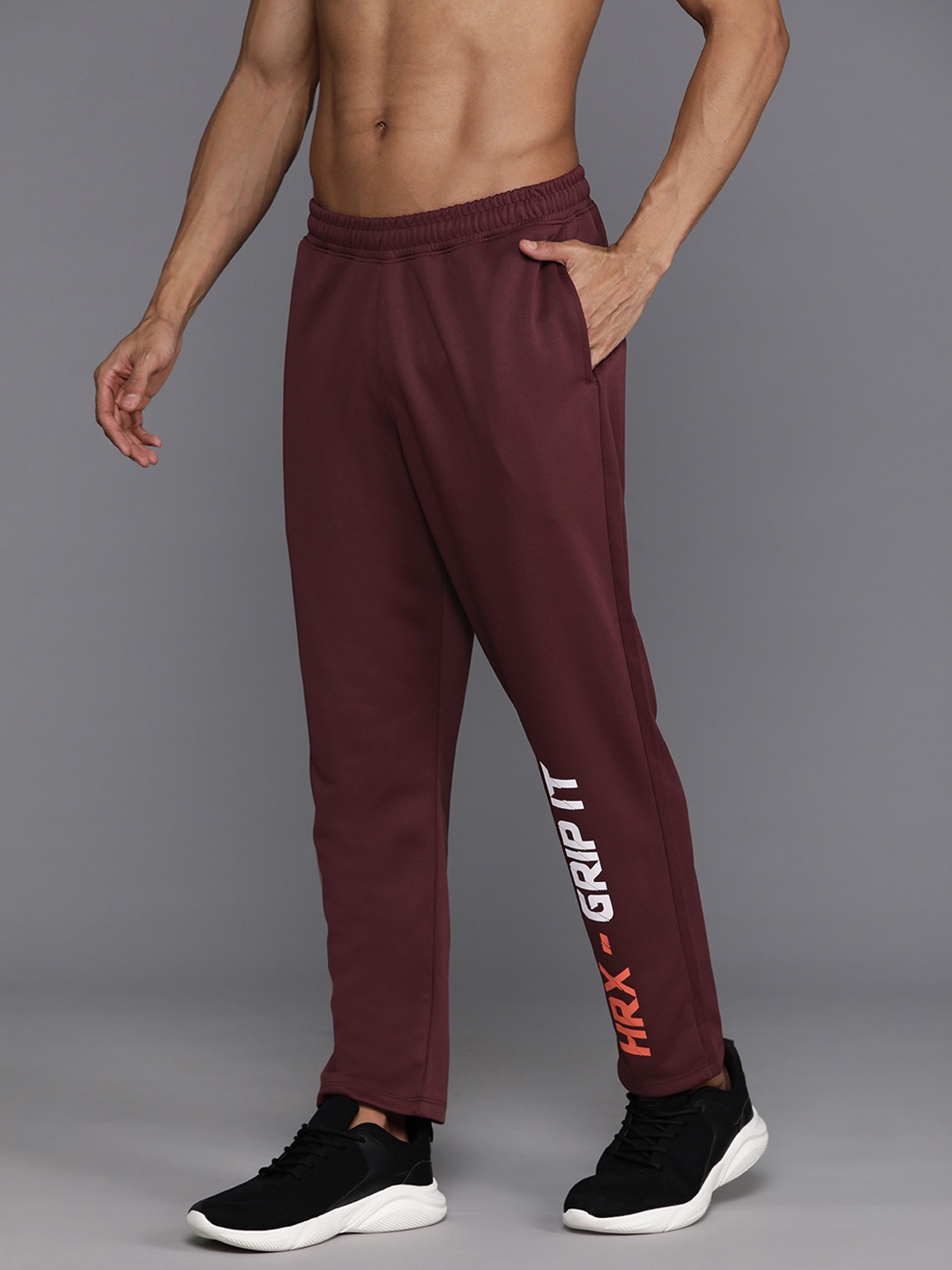 

HRX by Hrithik Roshan Men Rapid-Dry Training Track Pants, Maroon