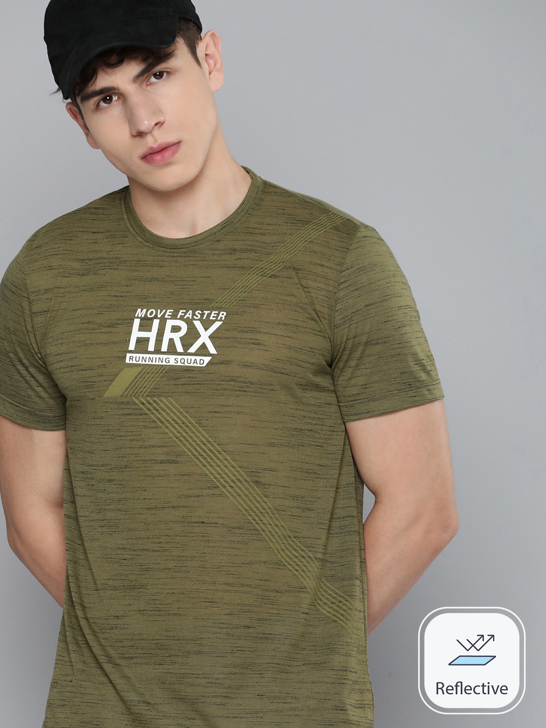 

HRX by Hrithik Roshan Typography Printed Running T-shirt, Olive