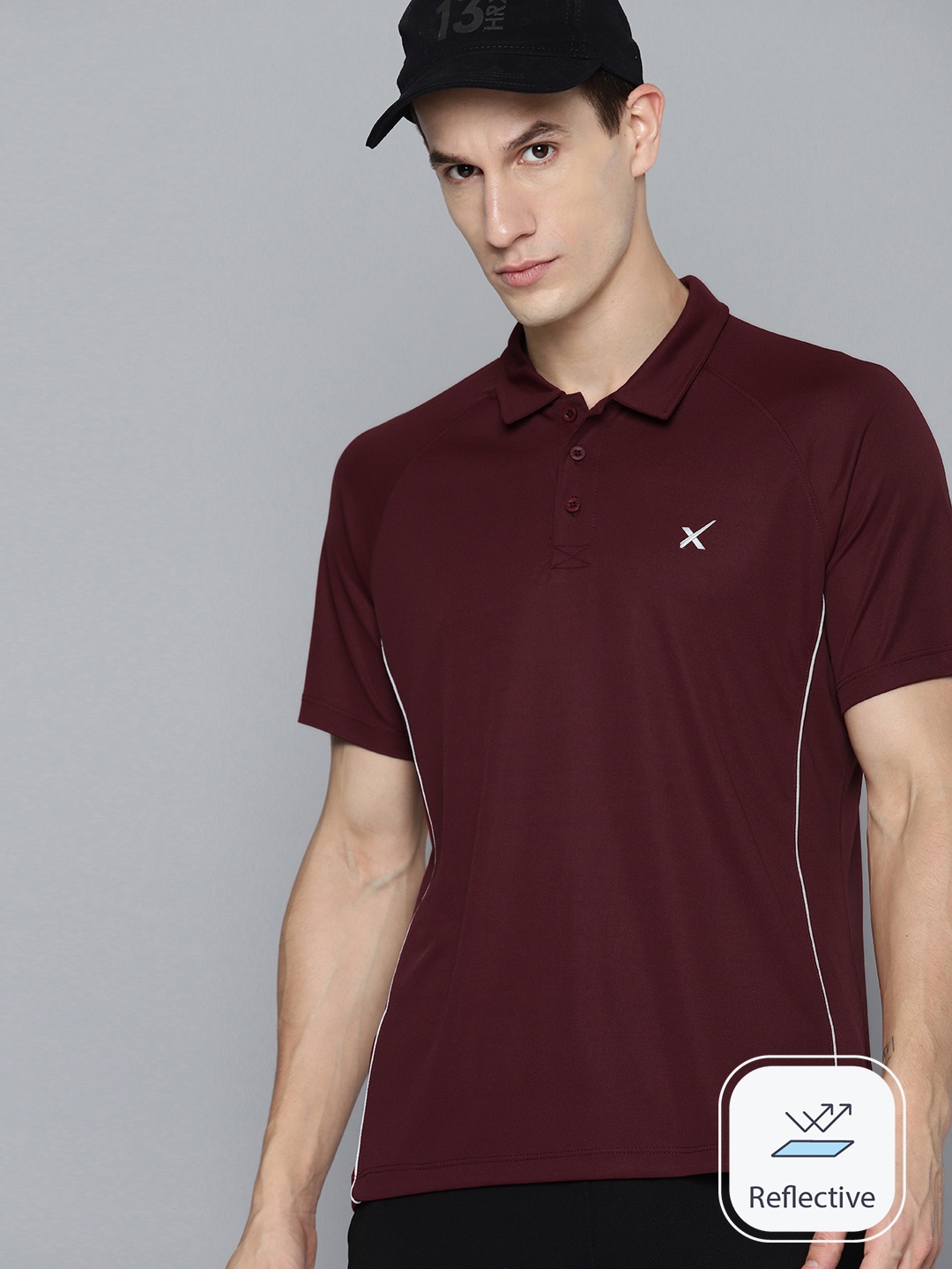 

HRX by Hrithik Roshan Polo Collar Rapid- Dry Training T-shirt, Burgundy